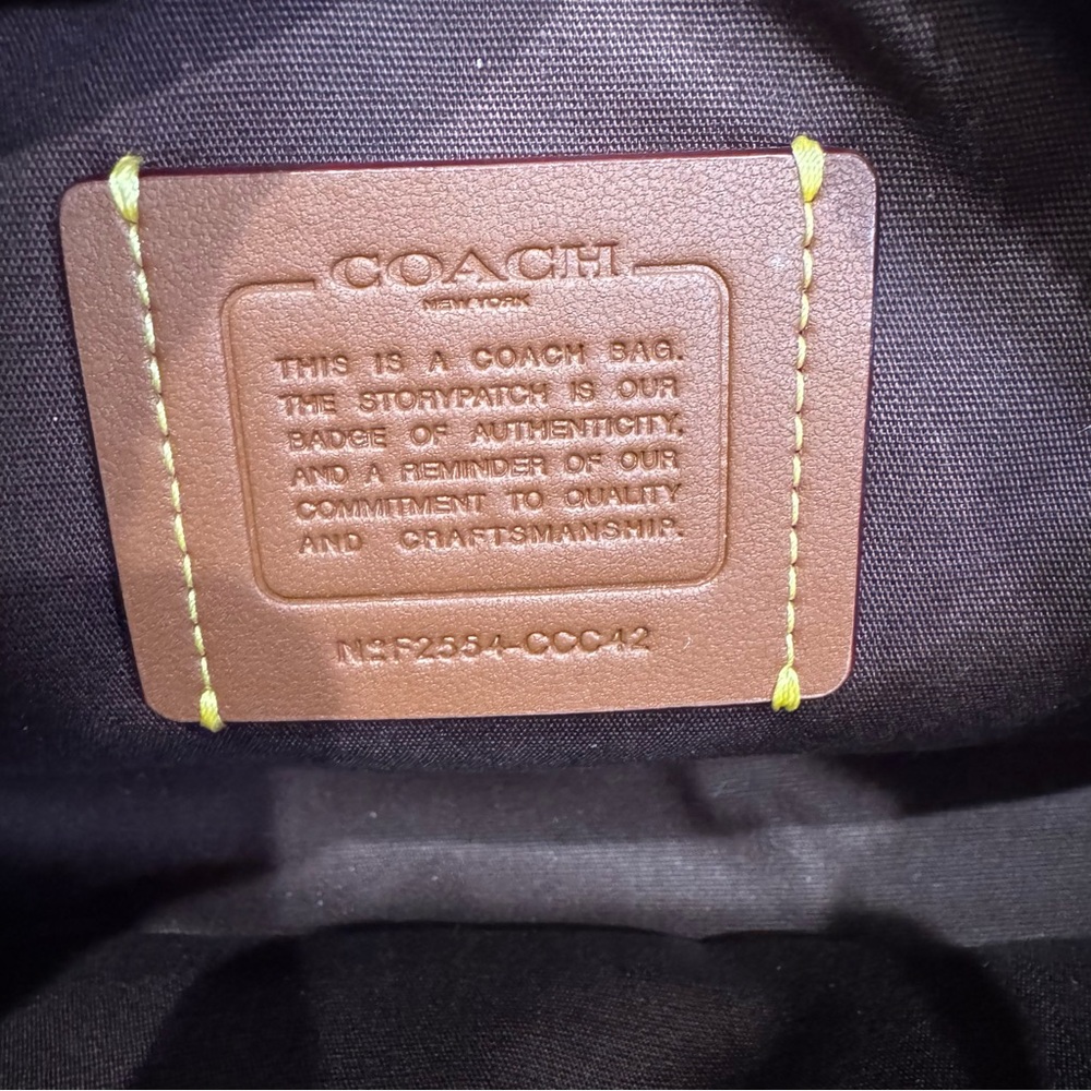 Coach Plaza Small Signature Canvas Slim Shoulder Bag in Brass/Maple - Picture 15 of 16